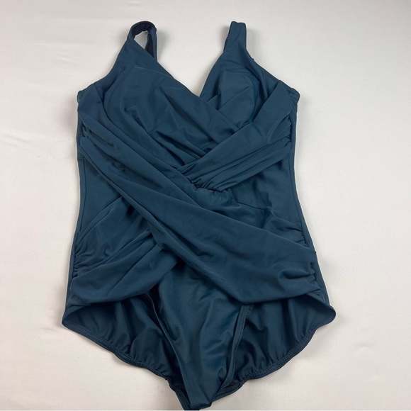 NWOT Miraclesuit Teal Crossover One Piece - Picture 6 of 13